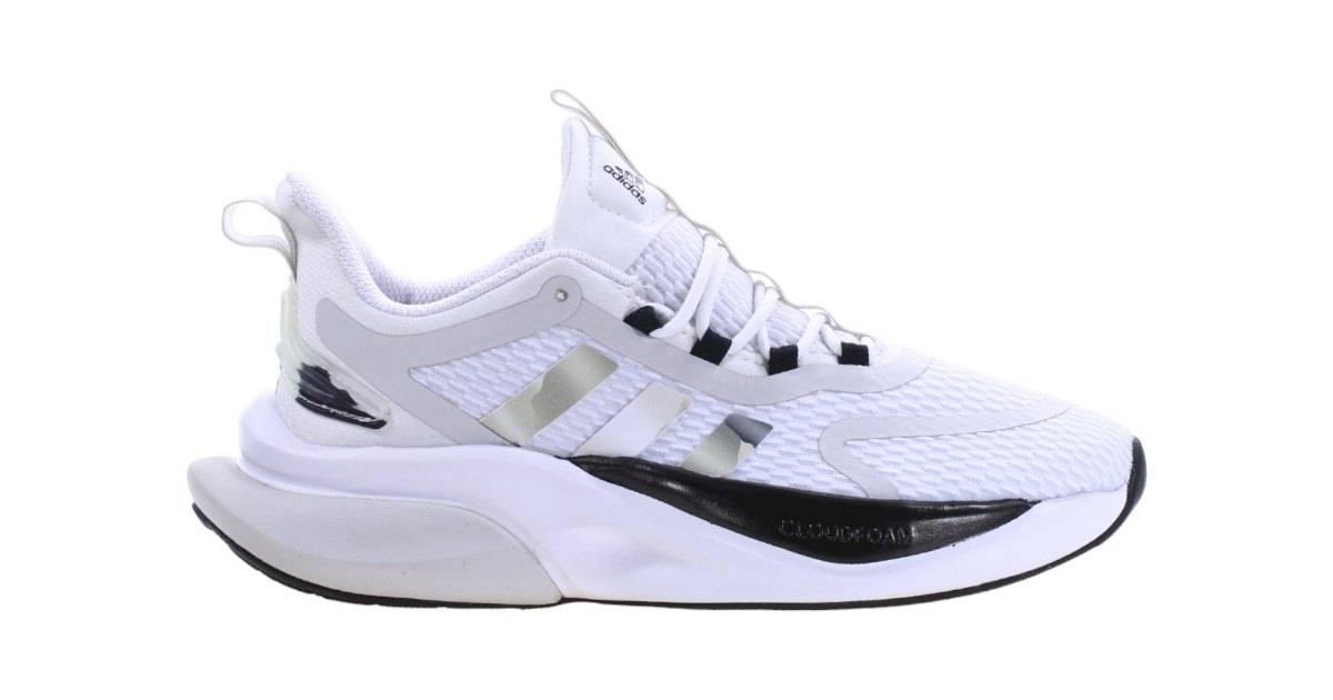 Baltas moteriškas batas Adidas AlphaBounce+ IG3588 iš šono – iliustracija batų dydžių lentelei