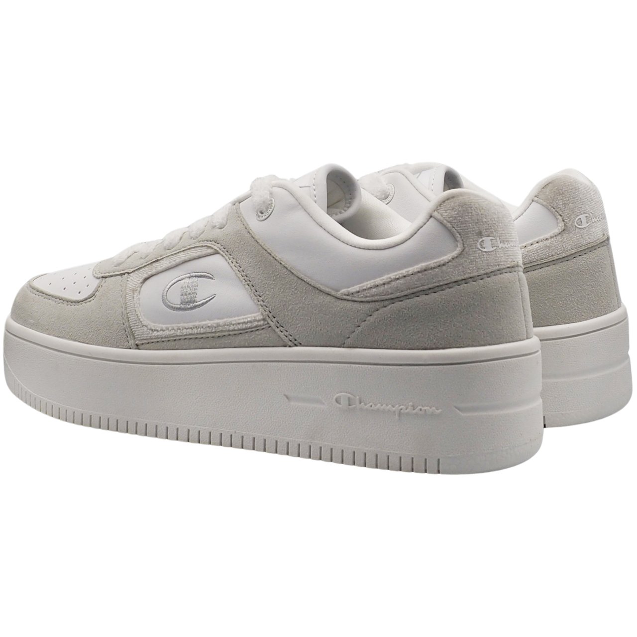 Women's grey Champion Foul Play PLat Velour Low Cut sneakers
