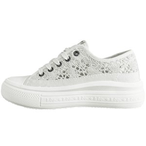 حذاء تنس نسائي بأربطة باللون الأبيض لي كوبر