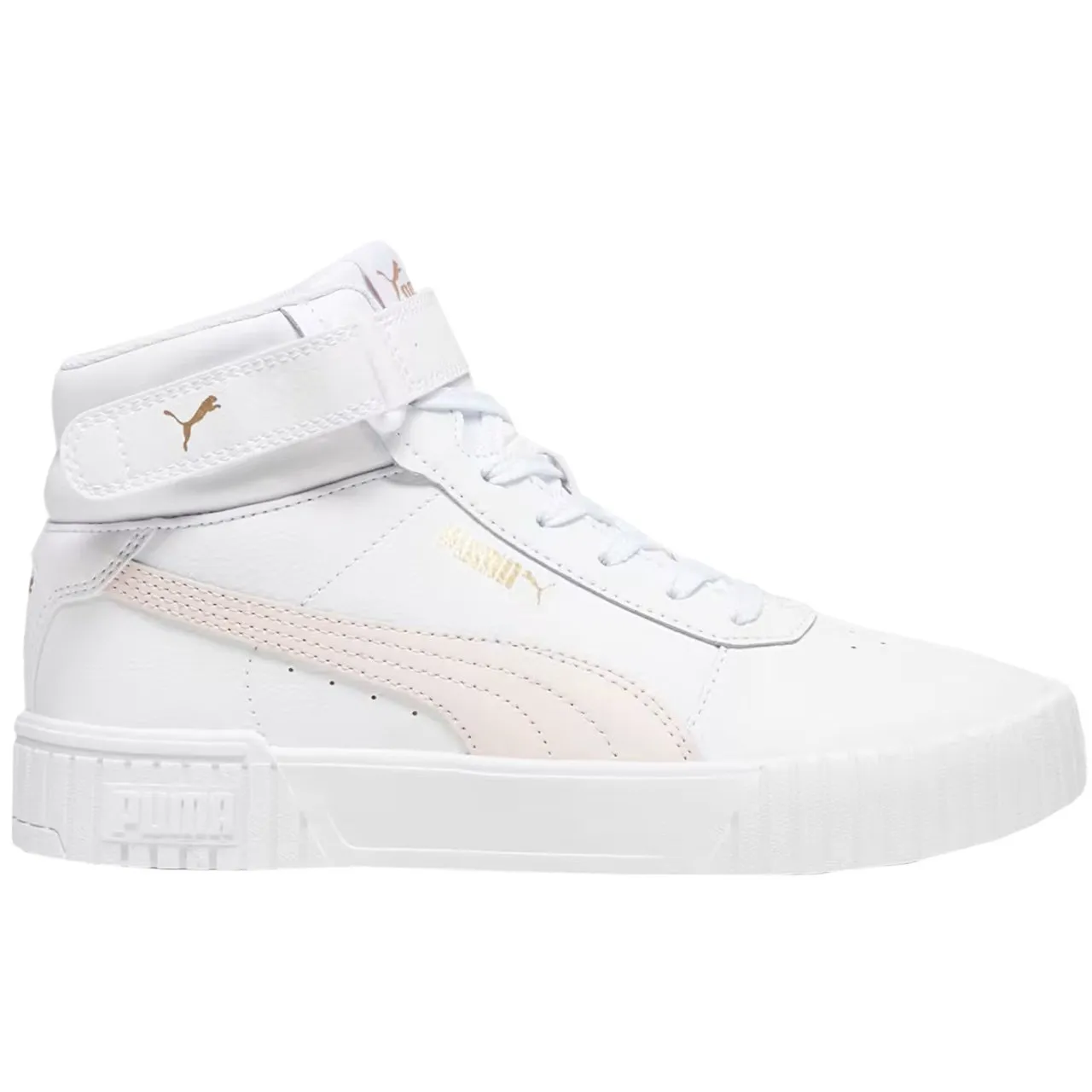 Женские ботинки на высокой подошве Puma Carina 2.0 Mid белого цвета