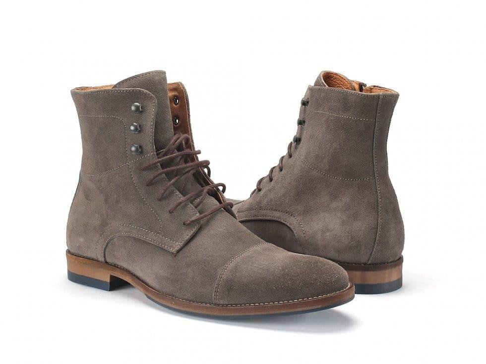 Men's Smart Weed1 beige velour boots