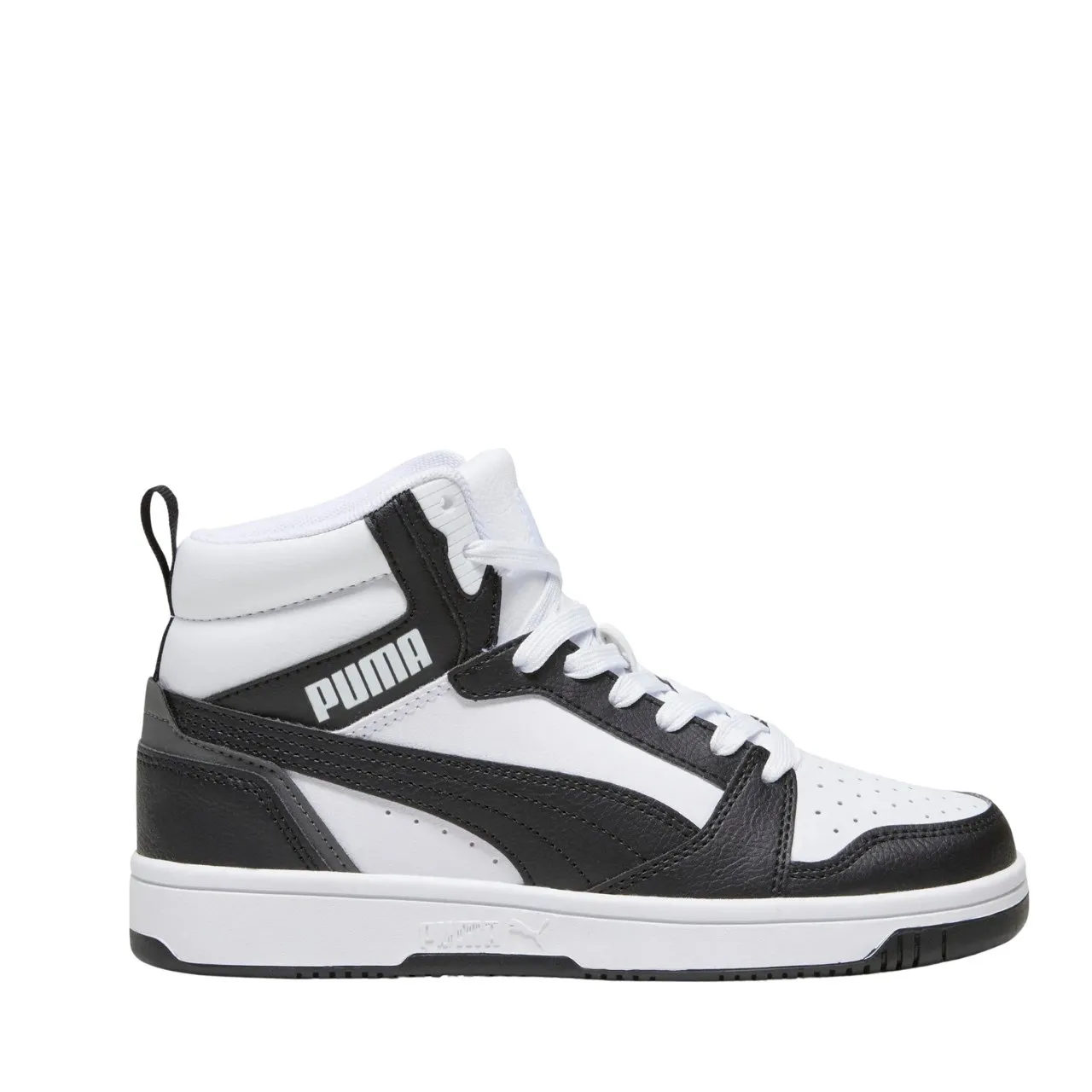 Puma Rebound V6 Mid vaikiški juodai balti batai
