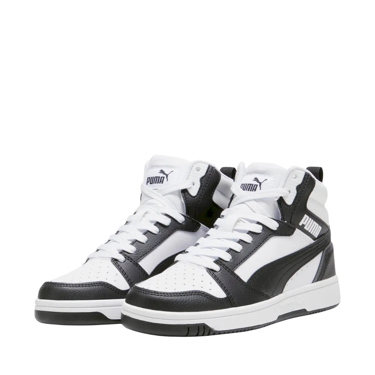 Puma Rebound V6 Mid vaikiški juodai balti sportbačiai