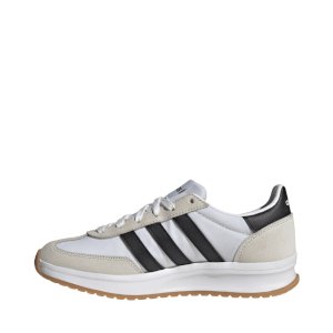 White Adidas leather sneakers with black stripes