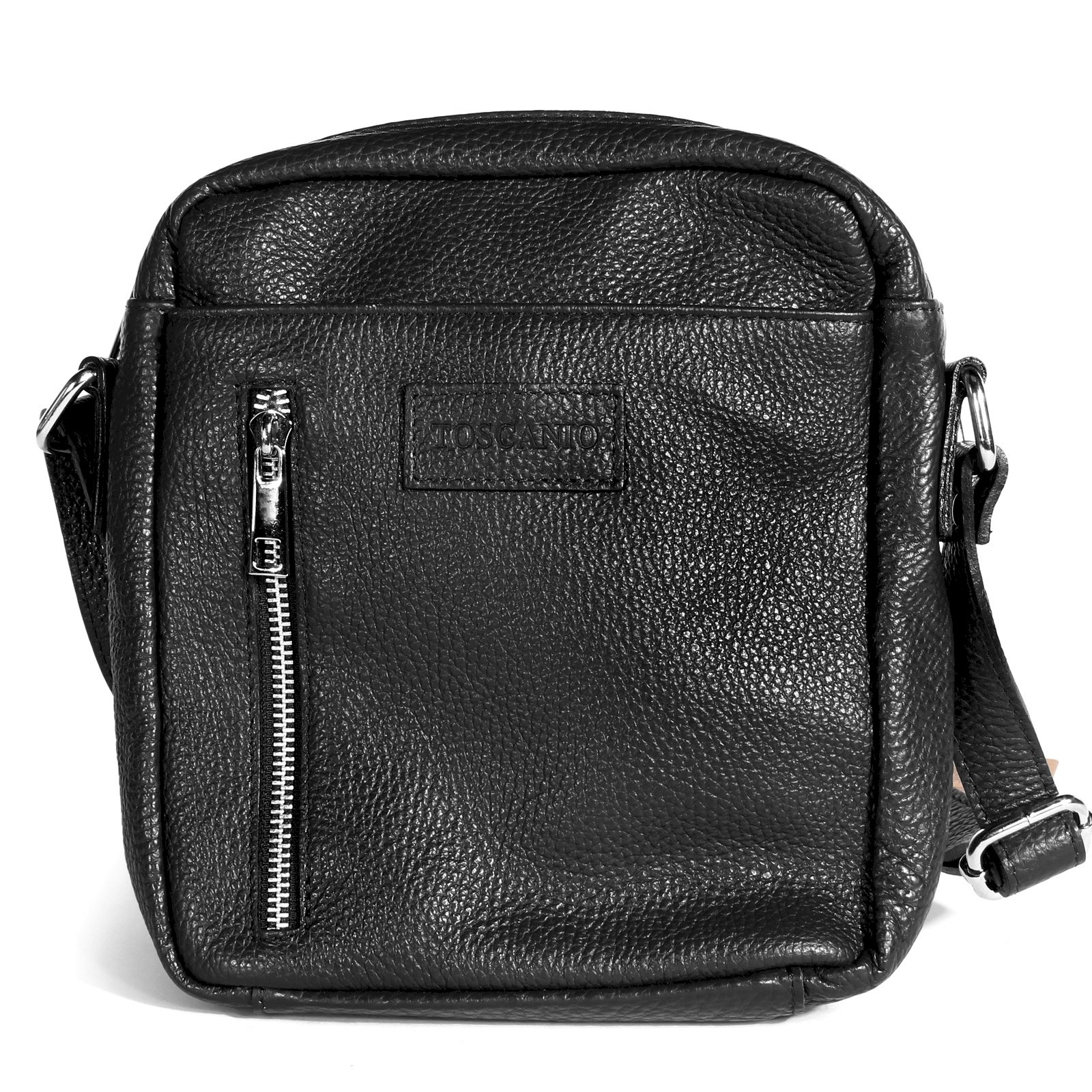 Czarna listonoszka skórzana męska na ramię