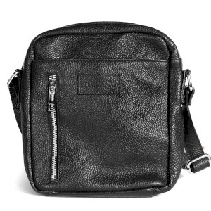 Czarna listonoszka skórzana męska na ramię
