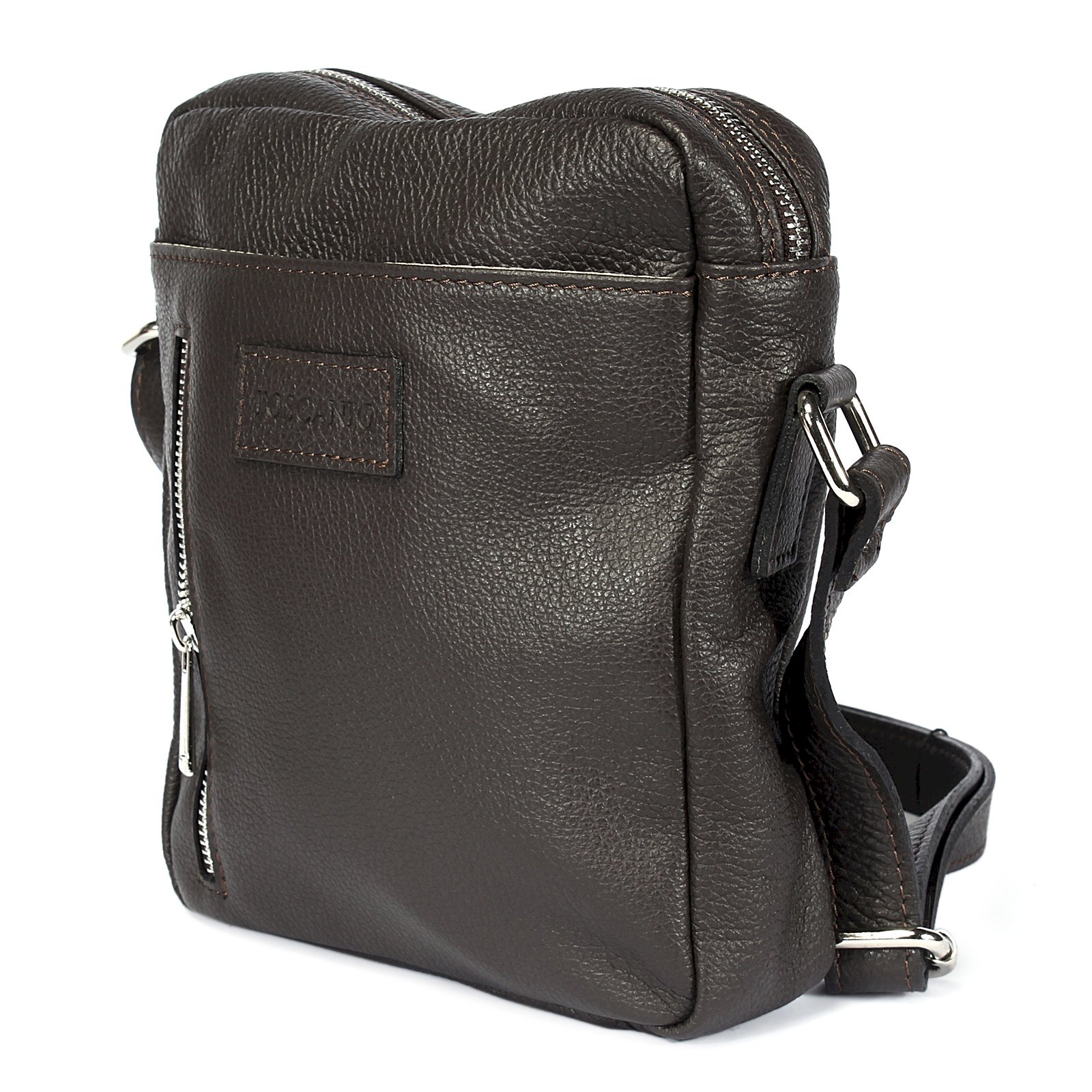 Brązowa listonoszka męska skóra licowa groszkowa