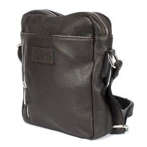 Brązowa listonoszka męska skóra licowa groszkowa