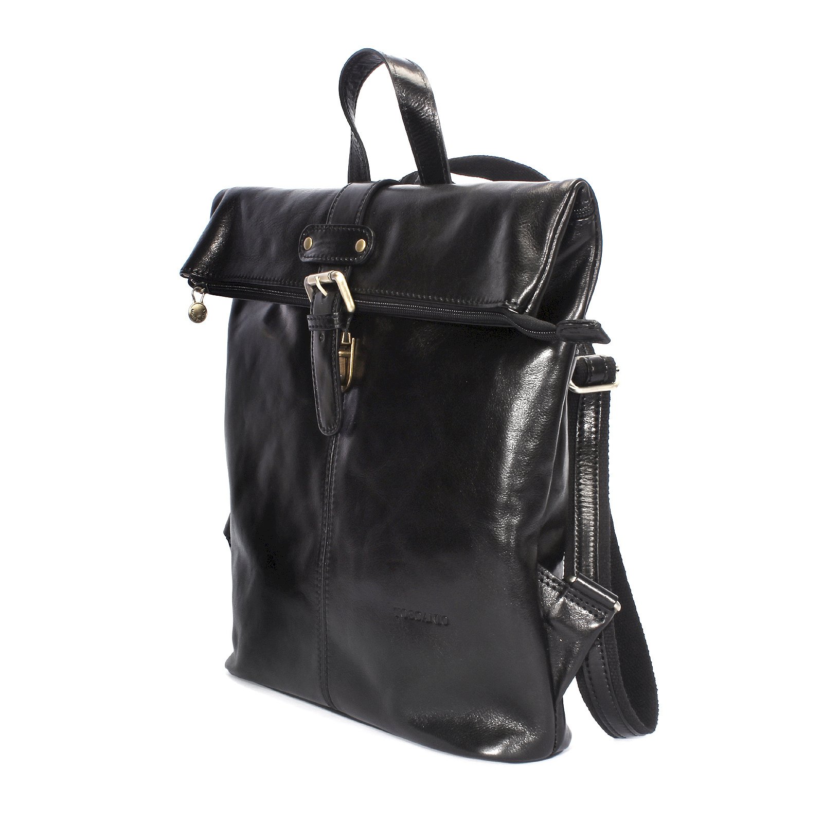 حقيبة ظهر ذكية سوداء للرجال من الجلد الطبيعي