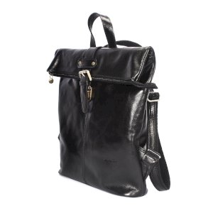 حقيبة ظهر ذكية سوداء للرجال من الجلد الطبيعي