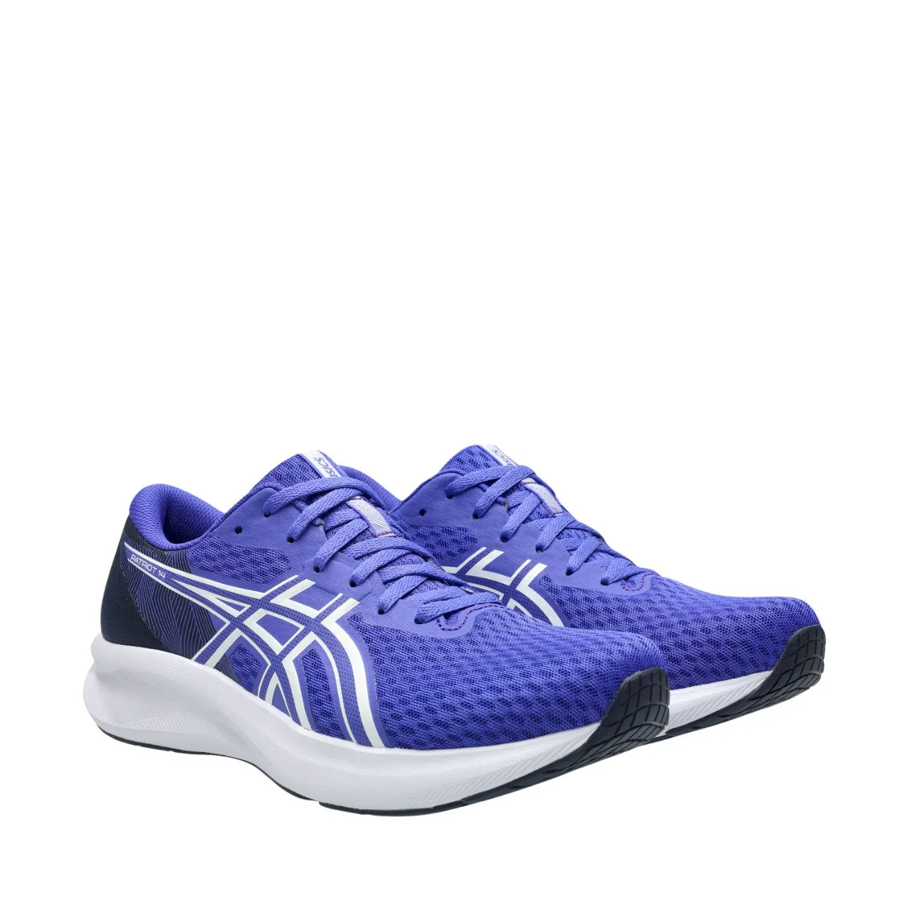 蓝色 Asics 男士运动鞋，轻质结构