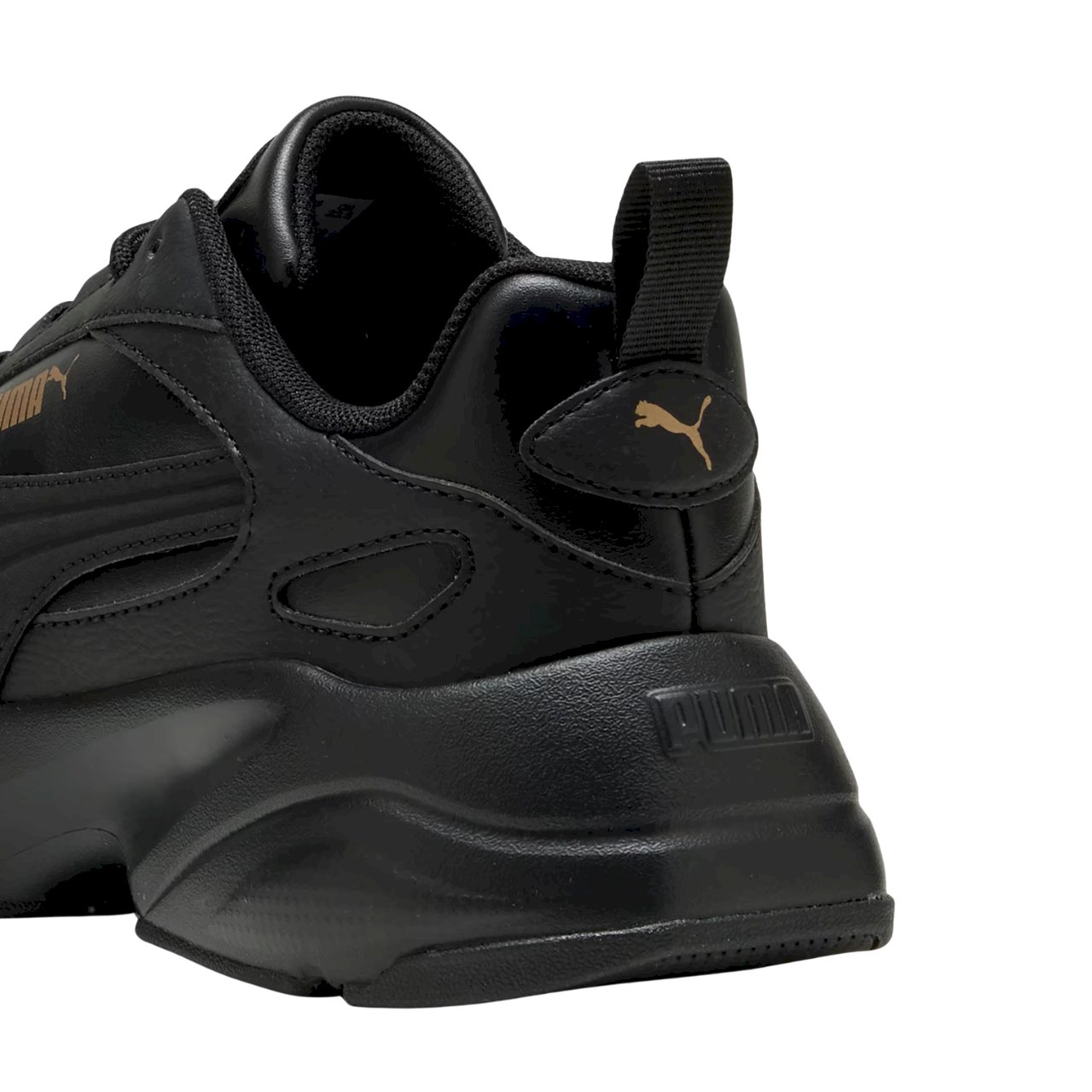 Buty Puma damskie czarne ze skóry ekologicznej