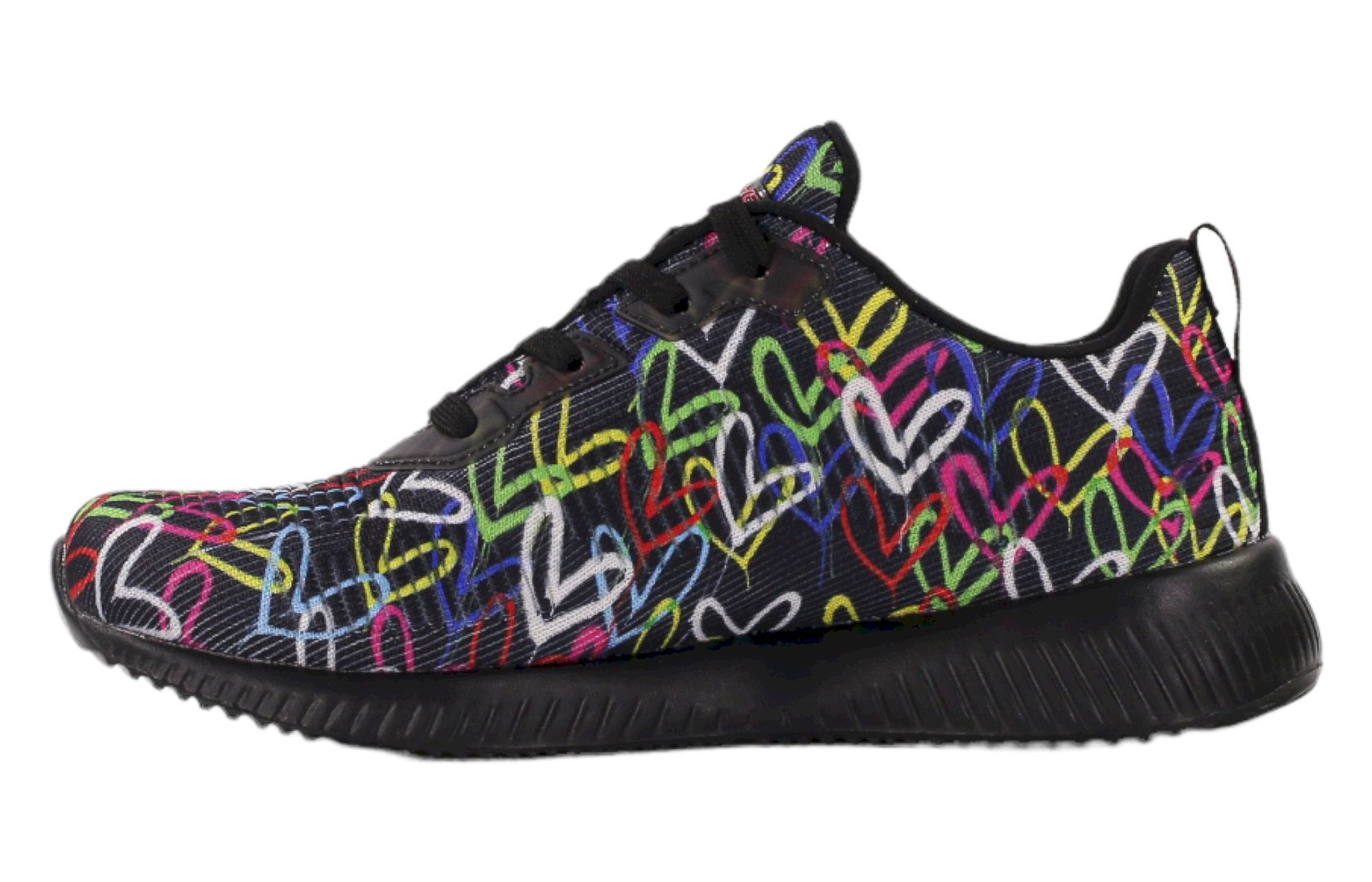 Dámske topánky Skechers BOBS Squad s farebnými srdiečkami