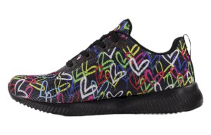 Dámske topánky Skechers BOBS Squad s farebnými srdiečkami