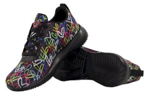 Čierne dámske topánky so srdiečkami Skechers BOBS SQUAD