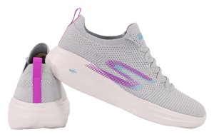Жіночі кросівки для бігу Skechers GO RUN сірого кольору з фіолетовим логотипом