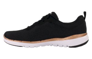 Čierne dámske topánky Skechers Flex Appeal so zlatými detailmi