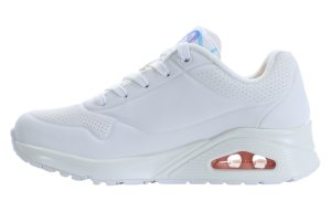 Белые кроссовки Skechers с розовыми, голубыми и зелеными сердечками