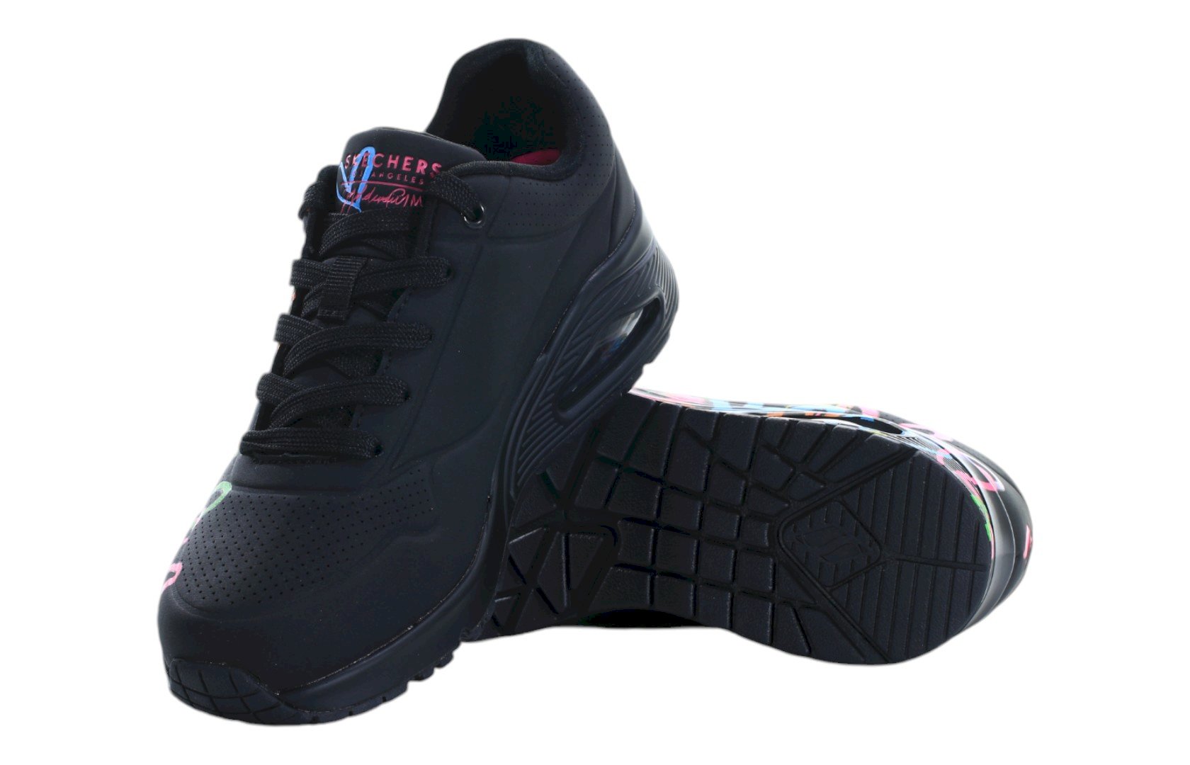 Брендовые женские кроссовки Skechers UNO с разноцветными сердечками