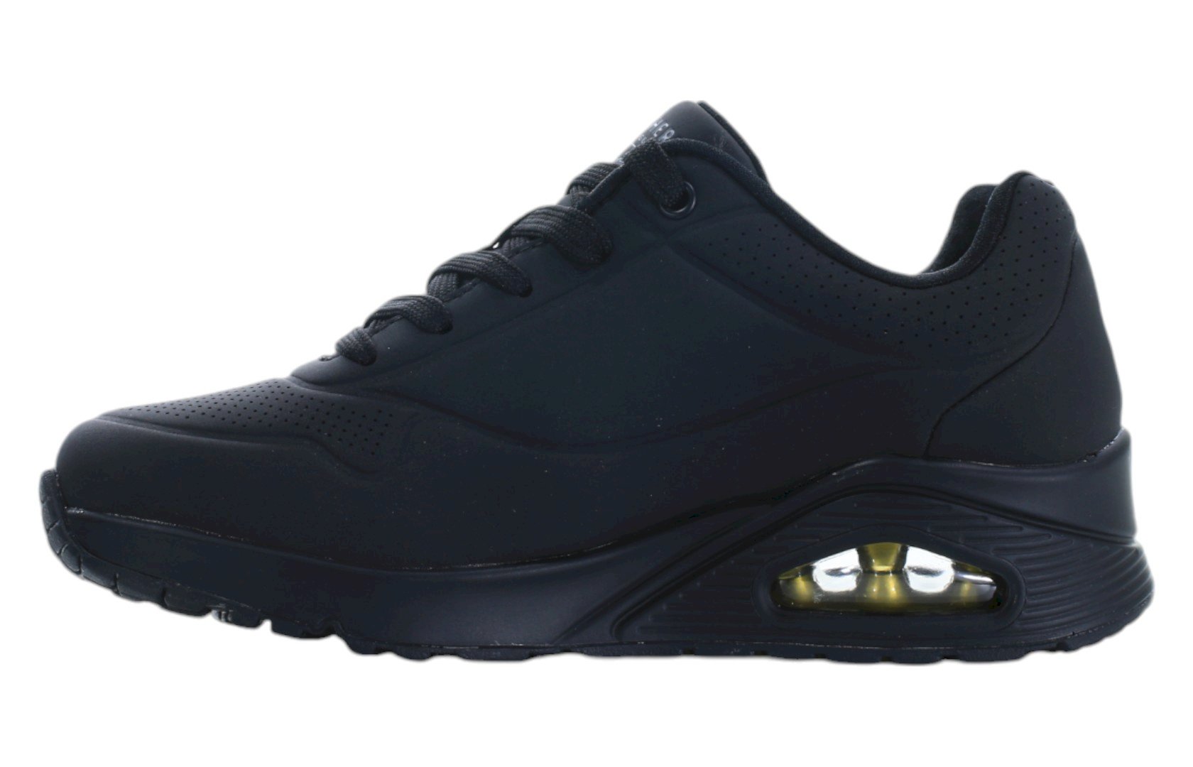 Черные женские кроссовки Skechers UNO с золотыми сердечками