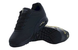 Skechers UNO GOLDEN — черные женские кроссовки с золотыми сердечками