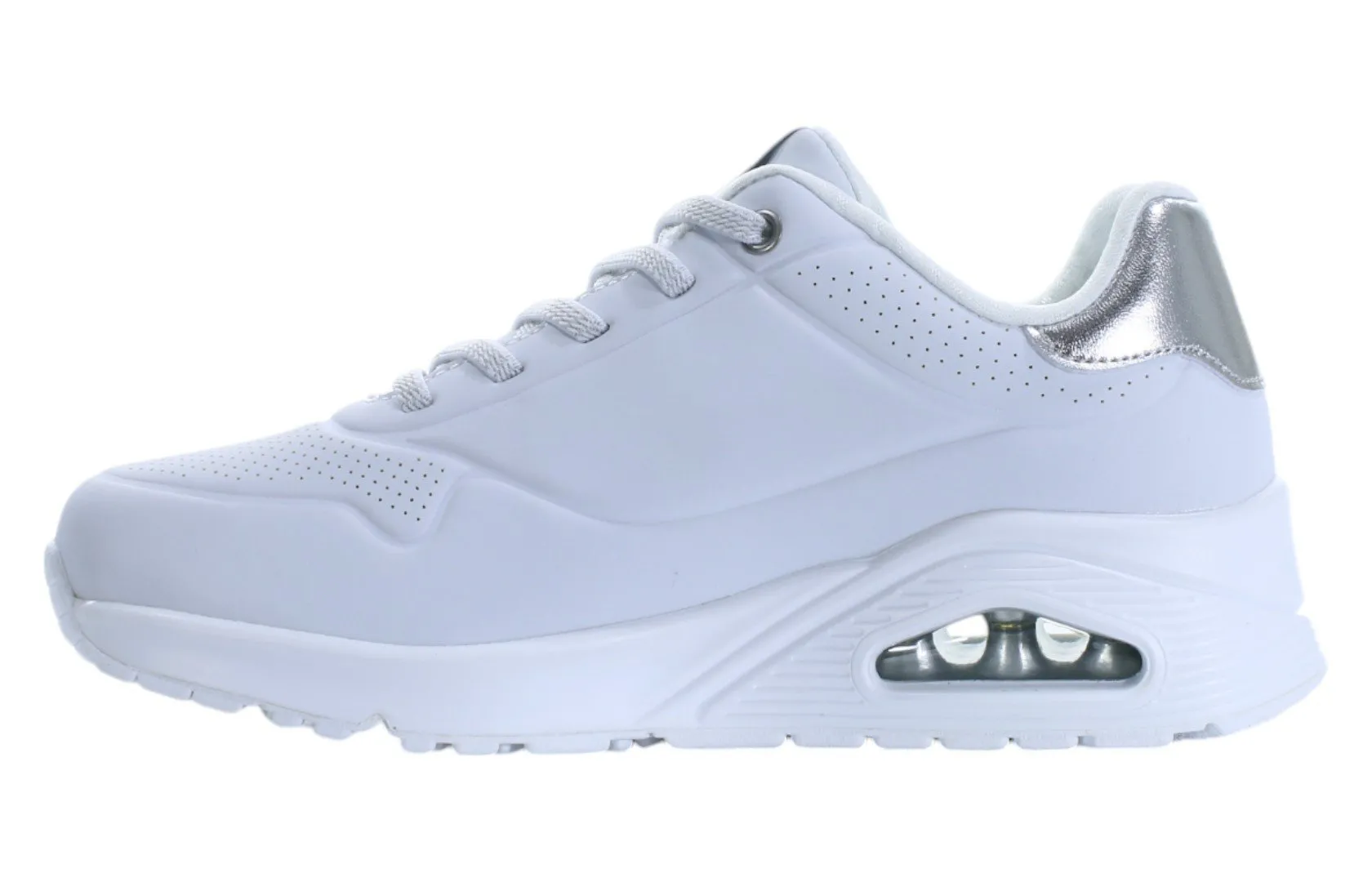 Zapatillas blancas Skechers Arch Fit 2.0 con detalles plateados