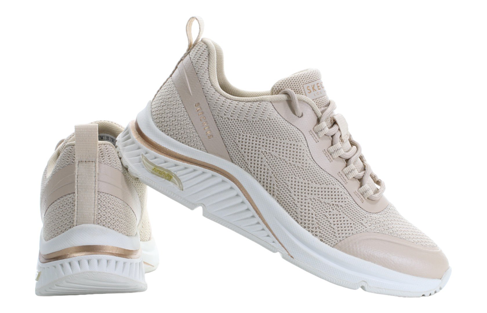 Beige Skechers Arch Fit sportschoenen voor dames