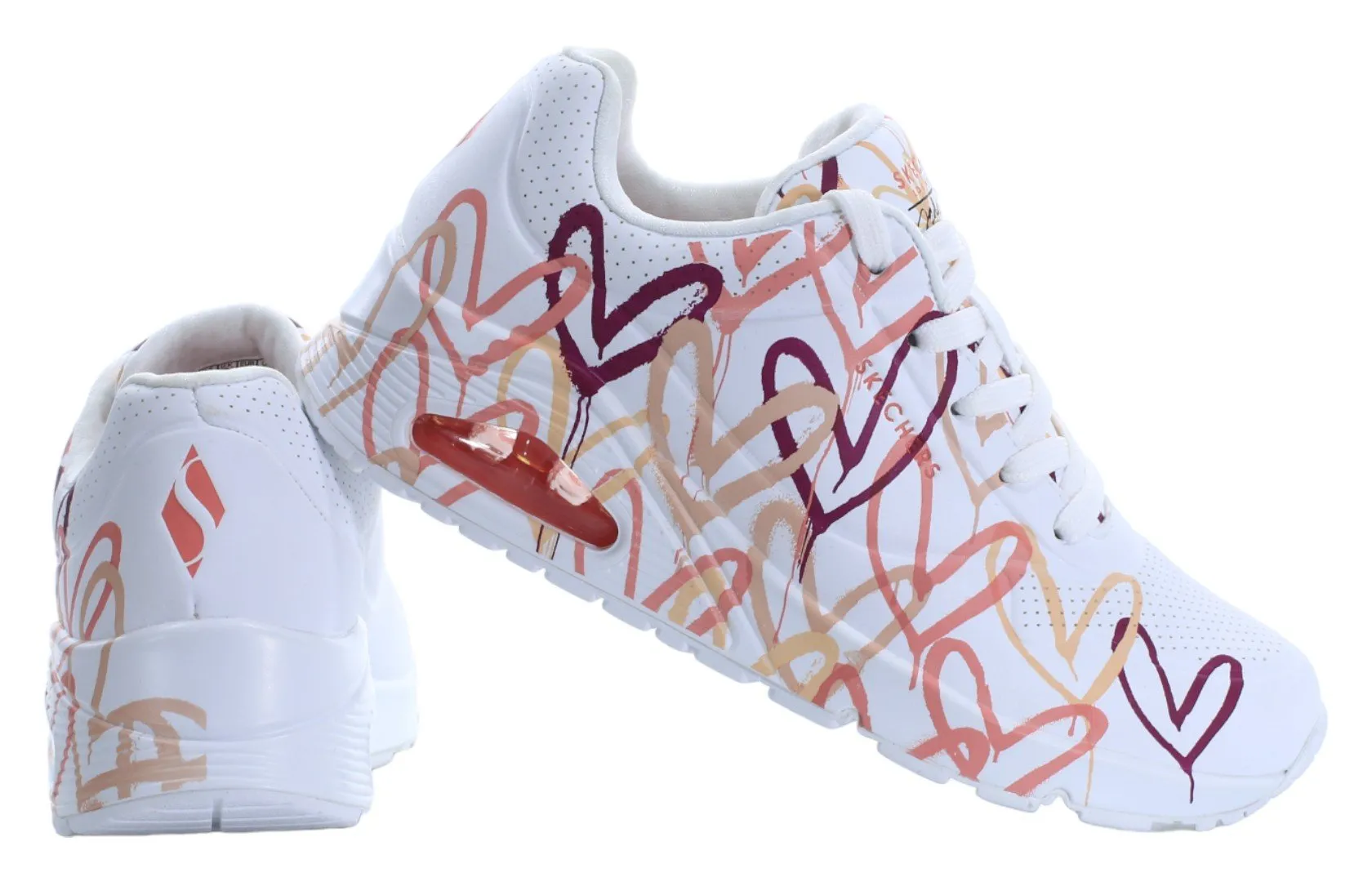 Skechers Spread The Love 155507-WCRL 白色女士心形图案运动鞋