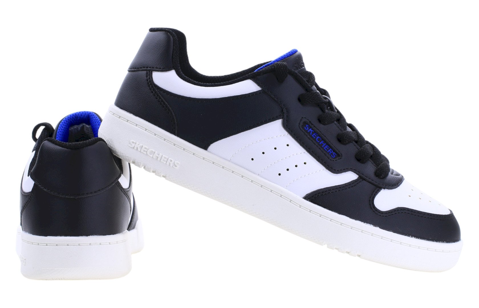 Брендовые женские кроссовки Skechers Quick Street черного цвета с белыми элементами