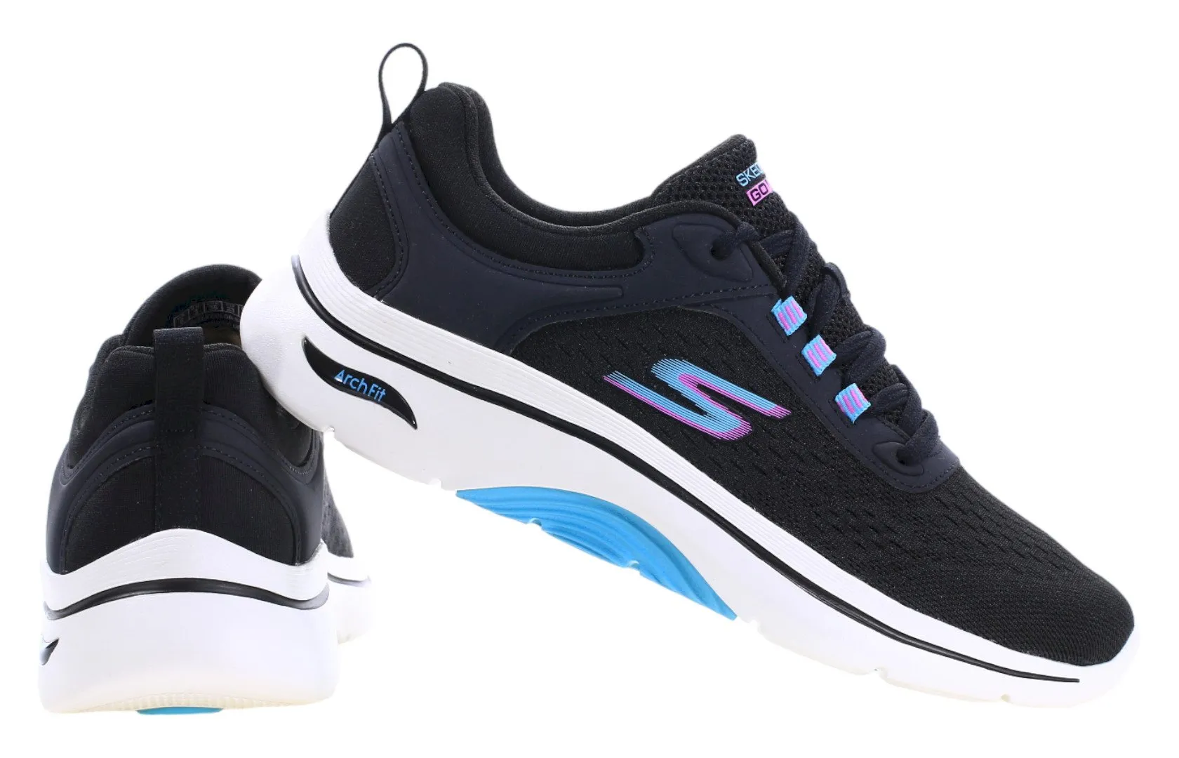 Fekete Skechers cipő fehér, lengéscsillapító talppal