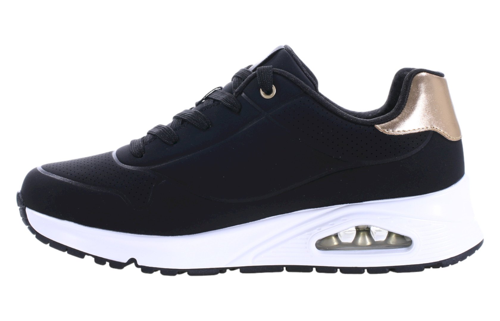 Czarne buty Skechers UNO Gen1 z białą podeszwą i poduszką powietrzną