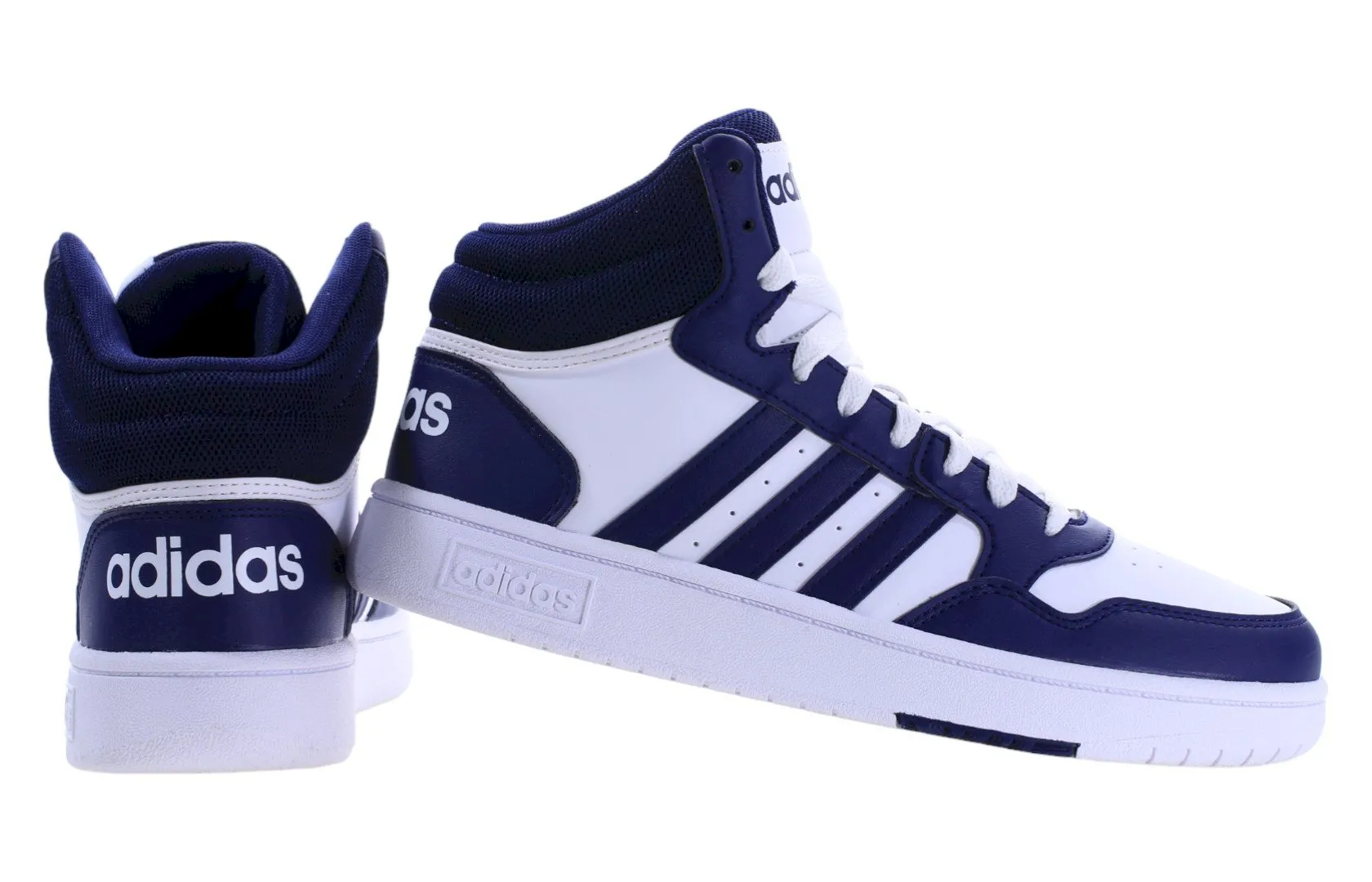 Buty  chłopięce adidas Hoops biało-granatowe za kostkę