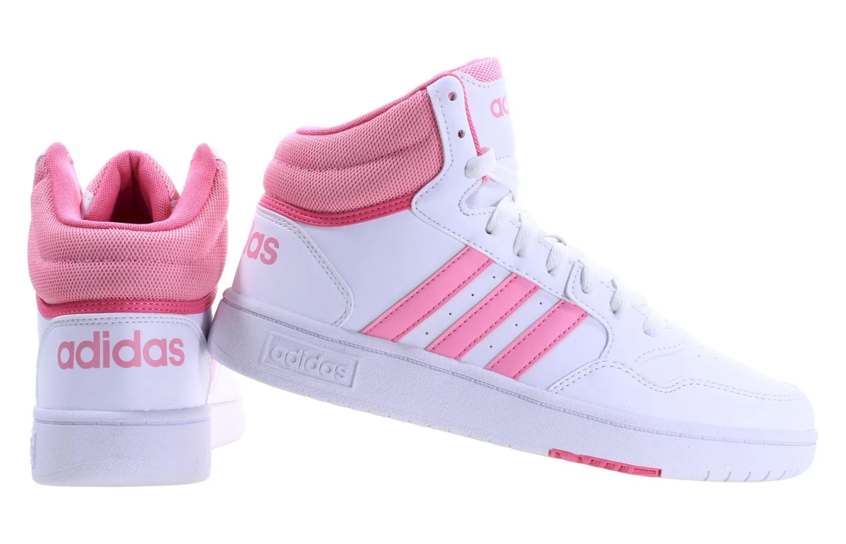 Бели момичешки кецове adidas Hoops 3.0 Mid K, покриващи глезена