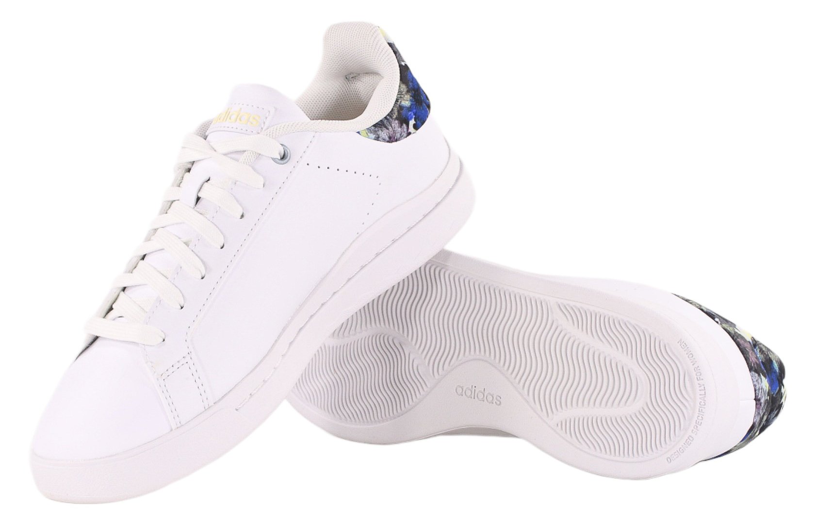 Witte damesschoenen met bloemmotief