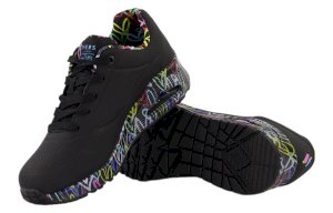 Czarne sneakersy damskie Skechers w serca na jesień