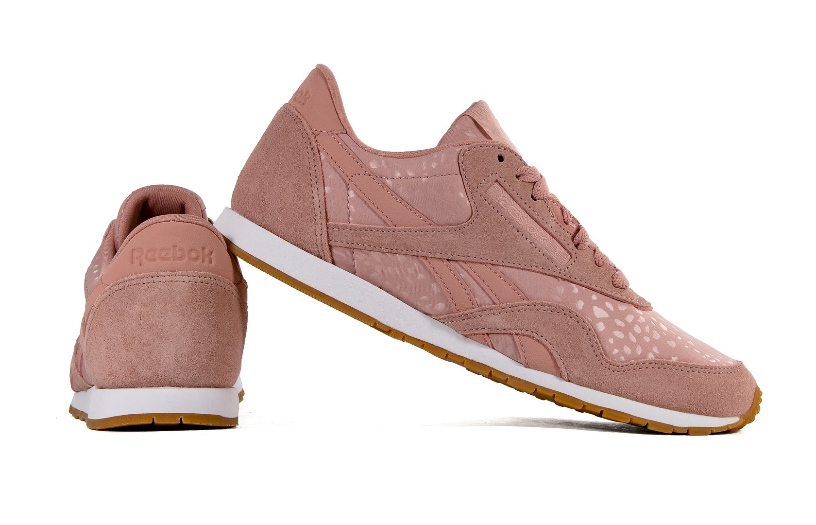 Różowe buty skórzane damskie Reebok CL NYLON SLIM TXT