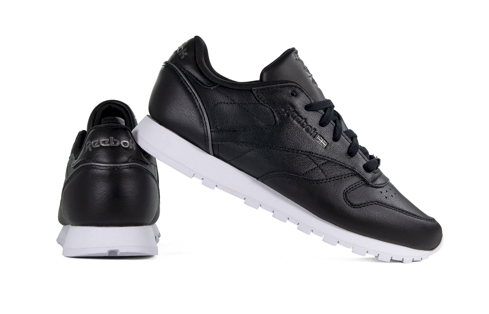 Czarne skórzane sneakersy damskie Reebok CL LTHR HW BS9879