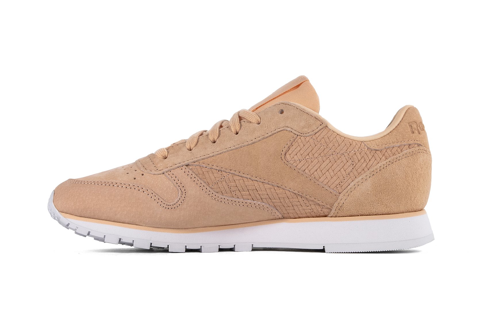 Różowe sneakersy zamszowe damskie Reebok CL LTHR WOVEN EMB