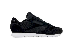 Czarne buty zamszowe damskie Reebok CL LTHR WOVEN EMB BT0005