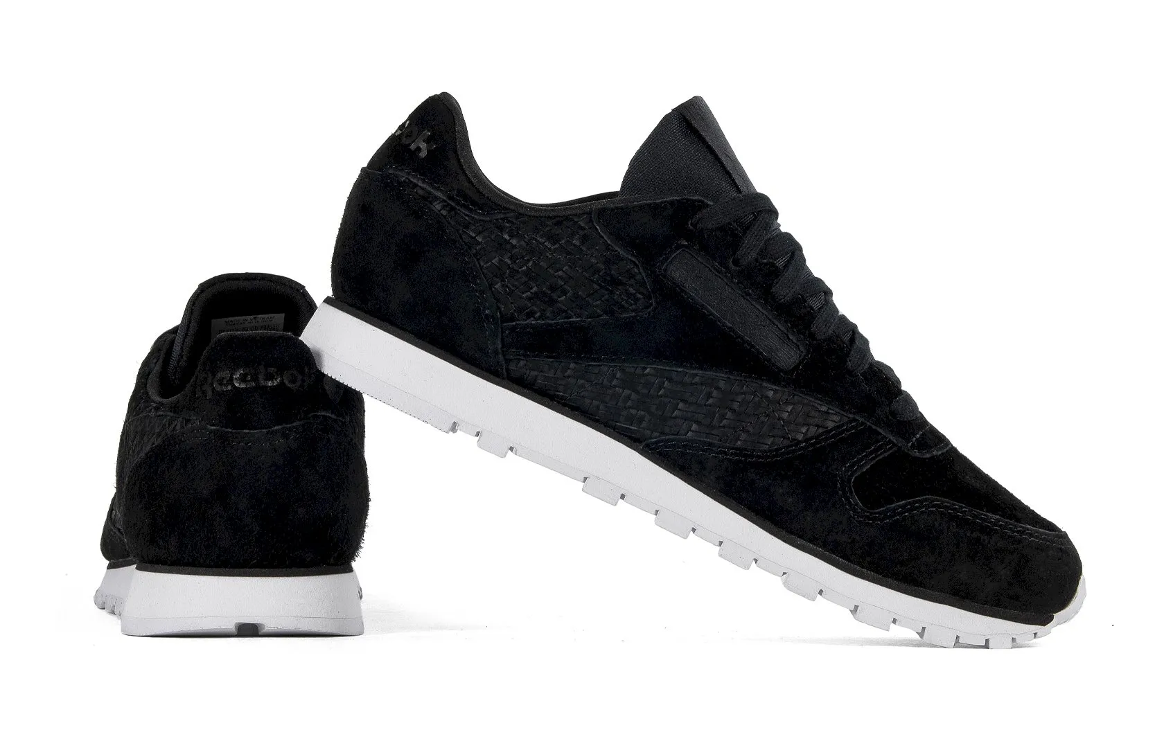 حذاء نسائي جلدي أسود من ريبوك CL LTHR WOVEN EMB