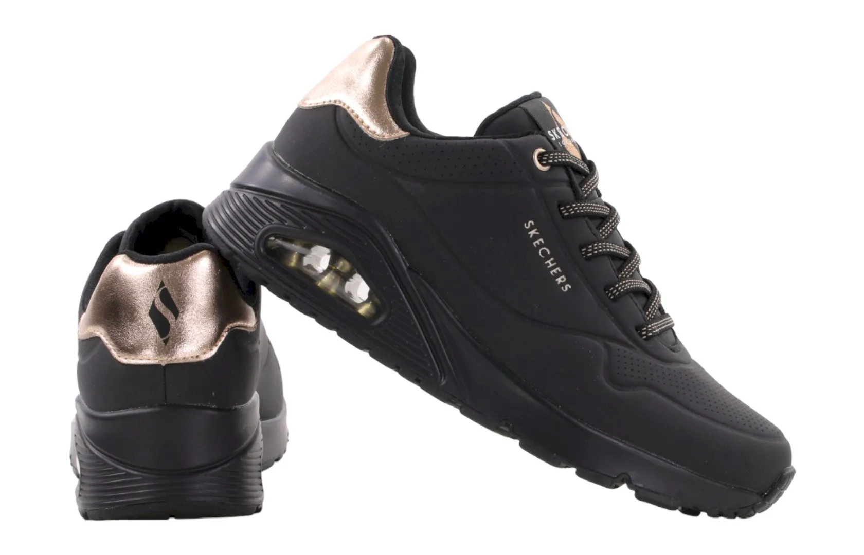 Брендовые женские туфли Skechers UNO 177094-BBK на платформе