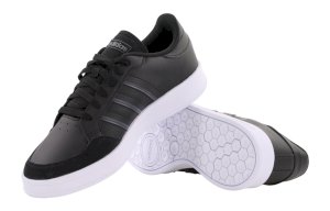 Ténis masculinos Adidas BREAKNET, pretos, confortáveis e leves