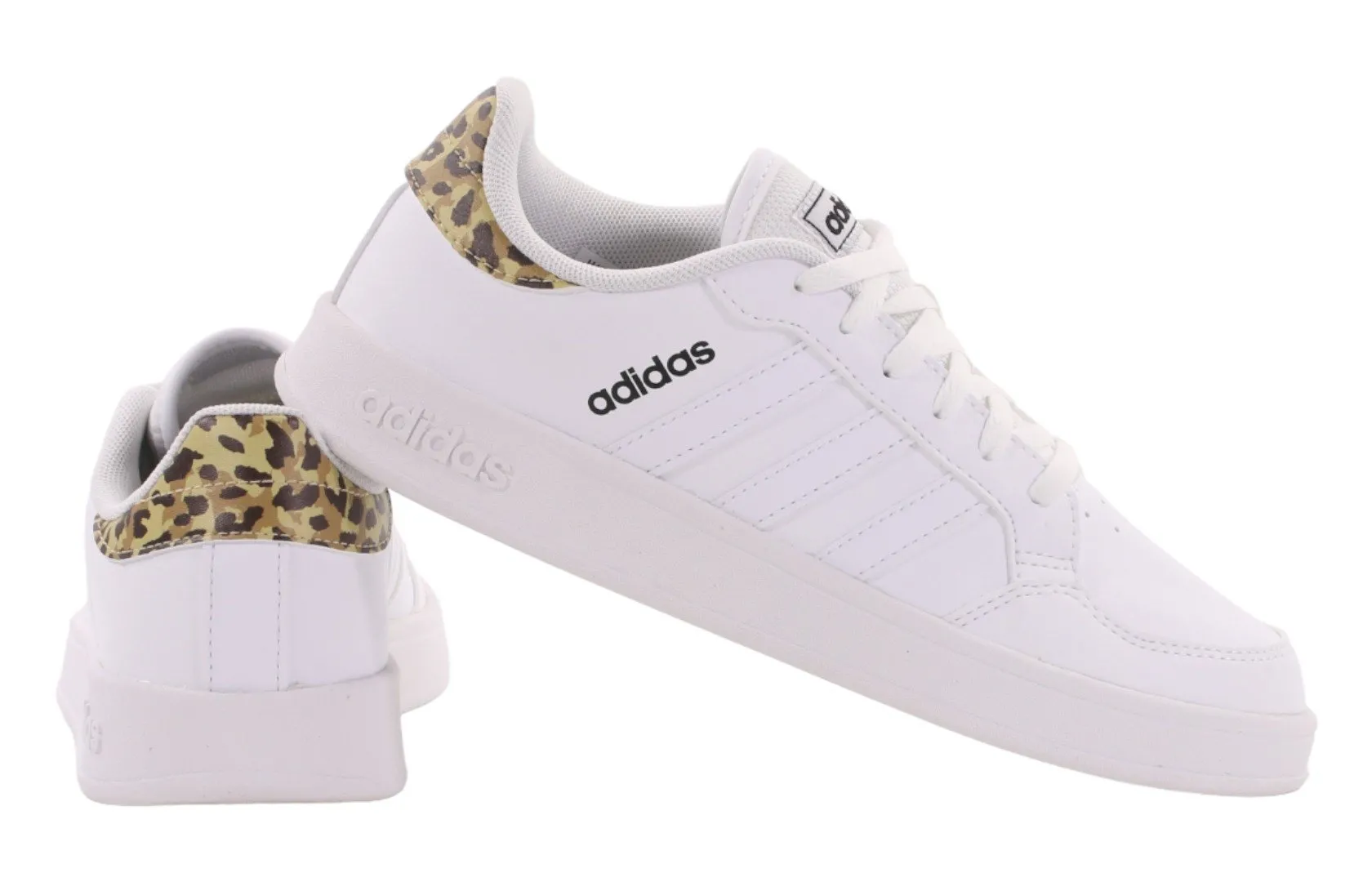 Белые женские кроссовки с леопардовым принтом Adidas BREAKNET