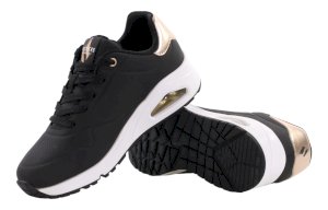 Modne sneakersy damskie Skechers UNO 177094-BLK na koturnie jesienne