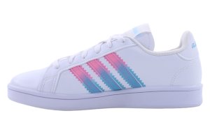 Witte Adidas-sneakers voor dames met roze strepen