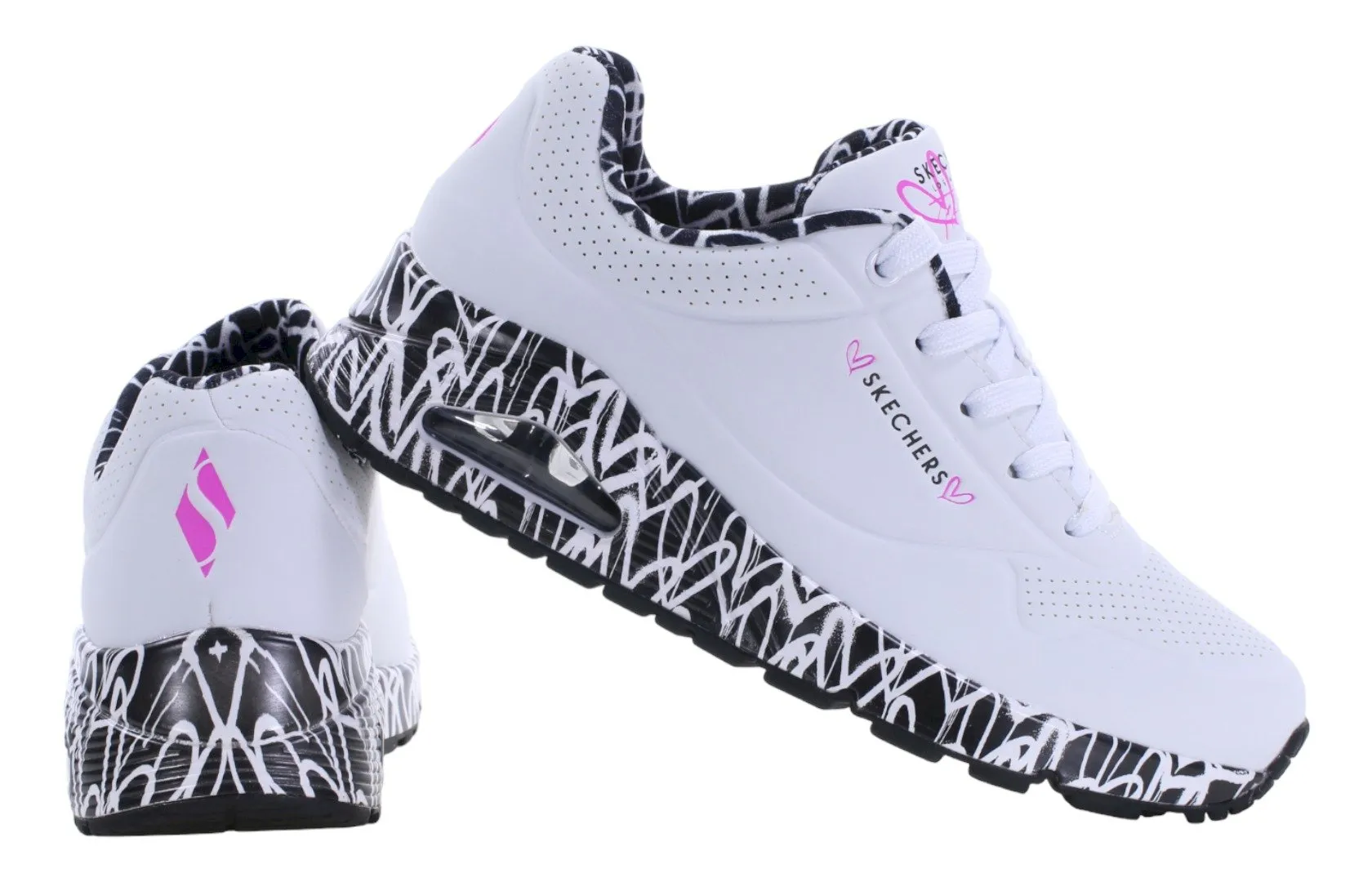 Bílé boty Skechers UNO 155506-WBK s odpruženou podrážkou