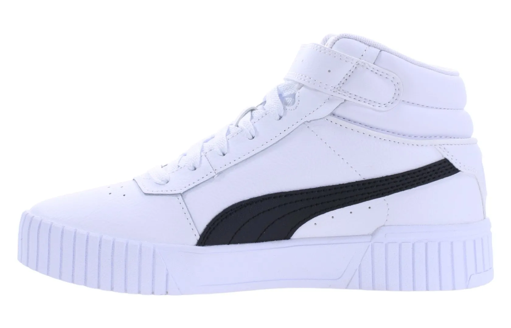 حذاء نسائي أبيض يصل إلى الكاحل من طراز Puma Carina 2.0