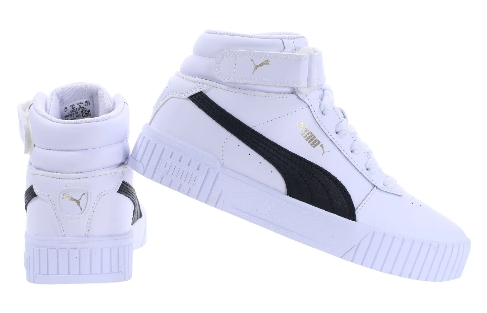 حذاء رياضي أبيض من الجلد للسيدات يصل إلى الكاحل من طراز Puma Carina 2.0