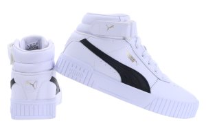 Białe sneakersy skórzane damskie za kostke Puma Carina 2.0
