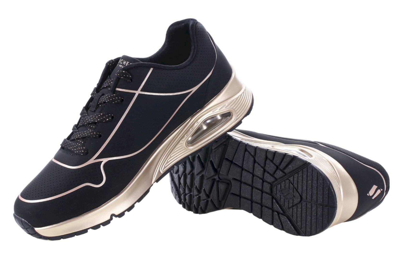 Czarne buty damskie Skechers na koturnie UNO GEN1